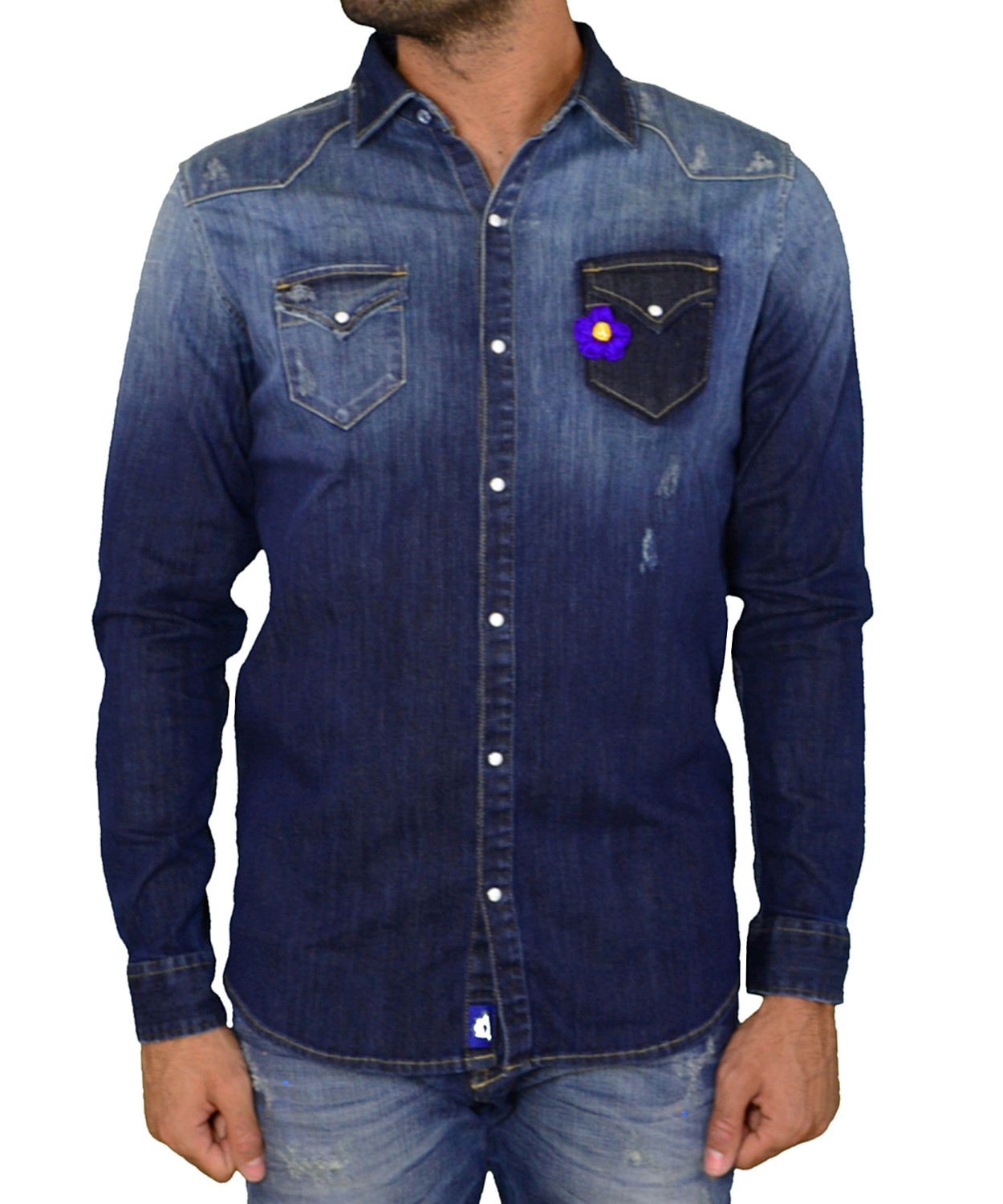 Ανδρικό τζιν πουκάμισο Cosi μπλε 50LARGO1